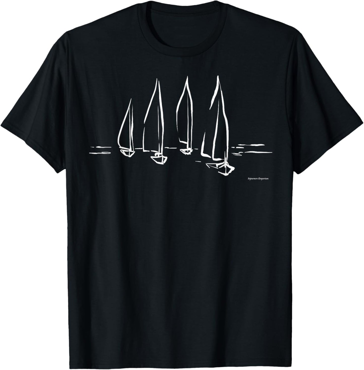 Sailboats on Open Water Nautical Theme Sailing Boating T-Shirt - T-Shirt | Black