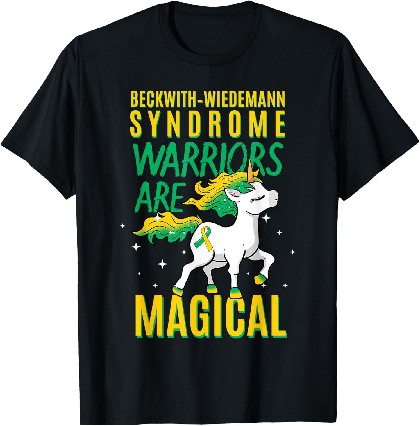 Beckwith–Wiedemann Syndrome Awareness Unicorn BWS Warrior T-Shirt - T-Shirt | Black