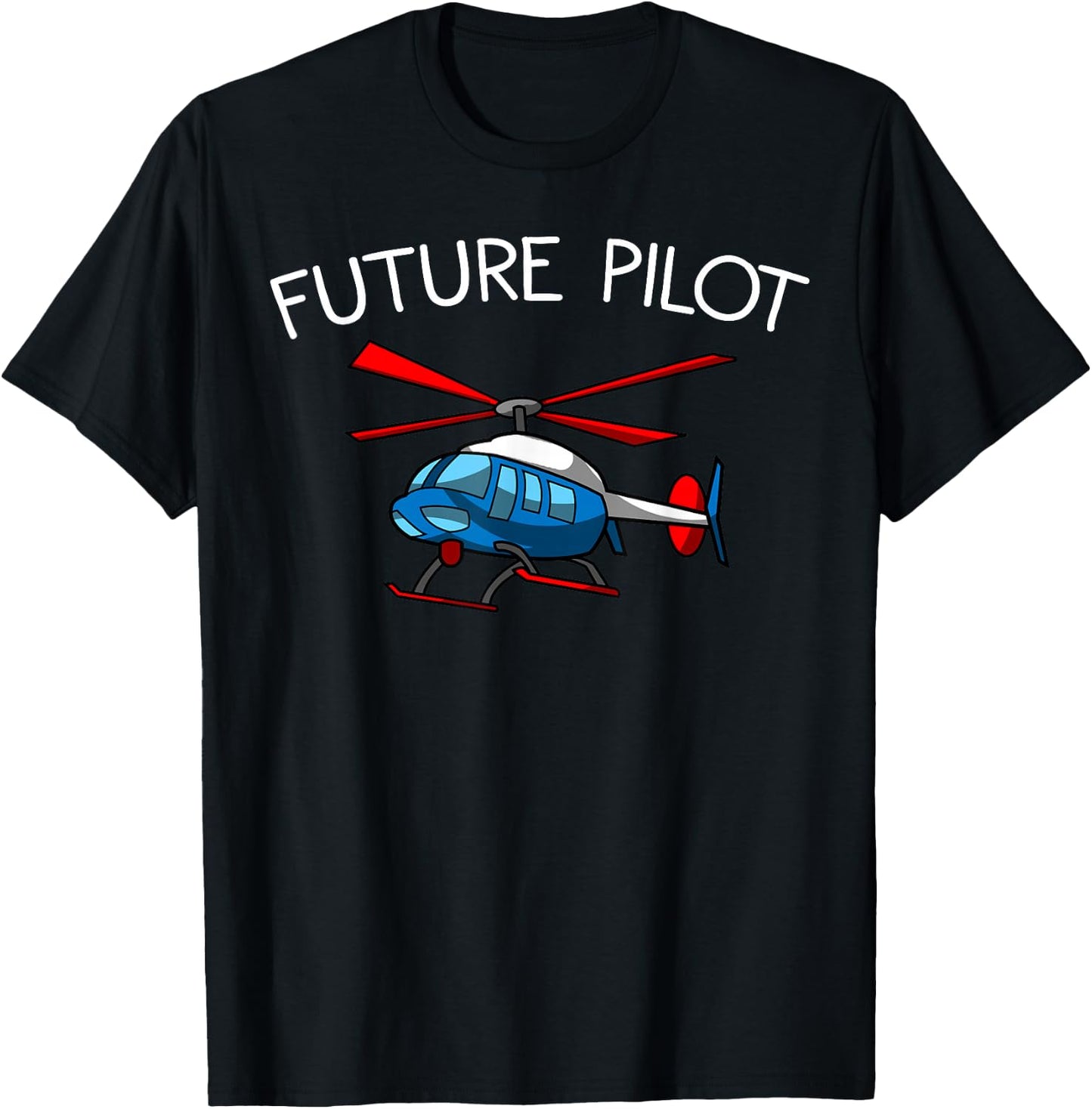 Funny Future Pilot Gift | Cute Helicopter Boys Girls Kids T-Shirt - T-Shirt | Black