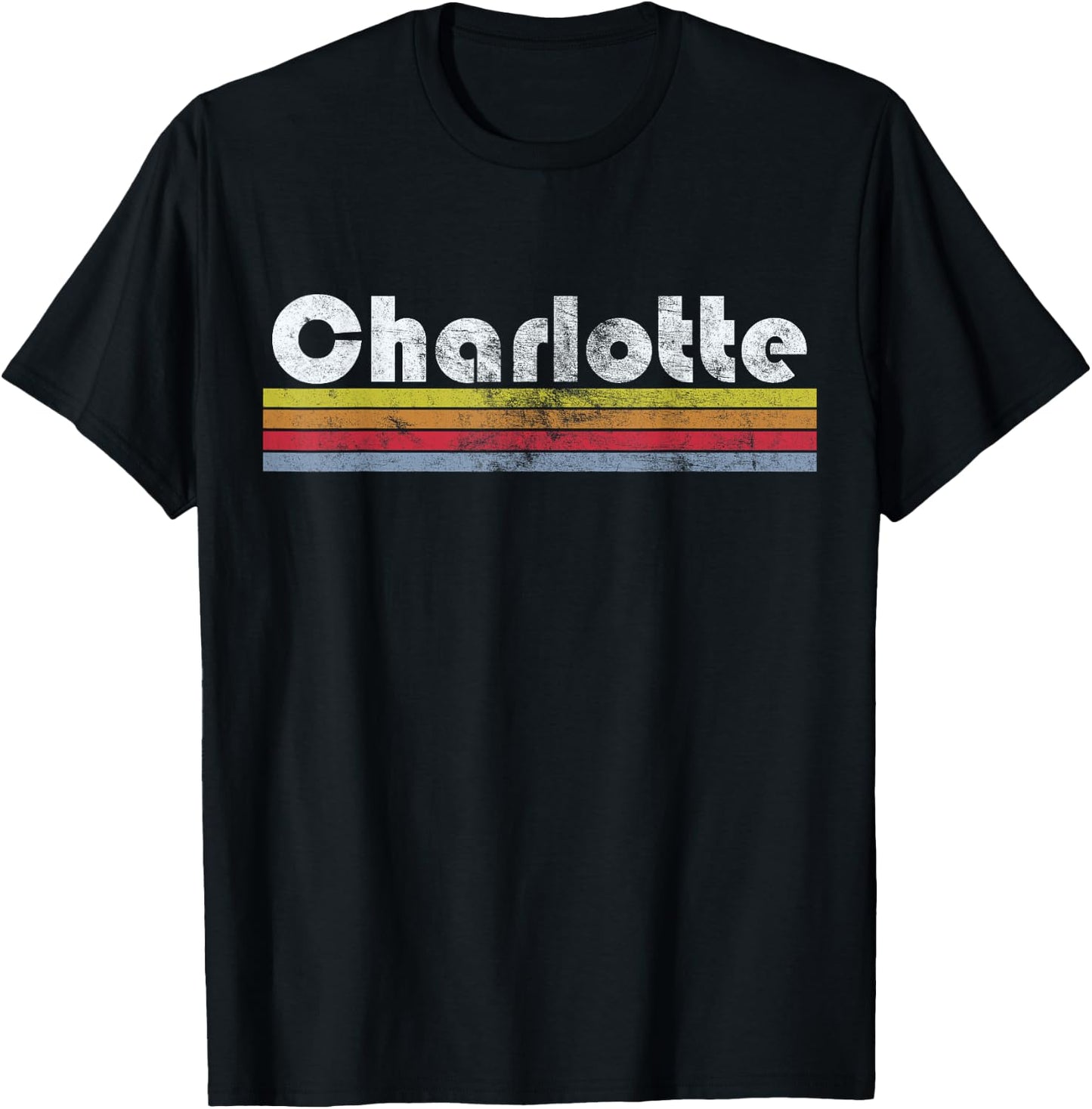 Charlotte NC Retro Vintage Pride 70s 80s 90s Men Women Gift T-Shirt - T-Shirt | Black
