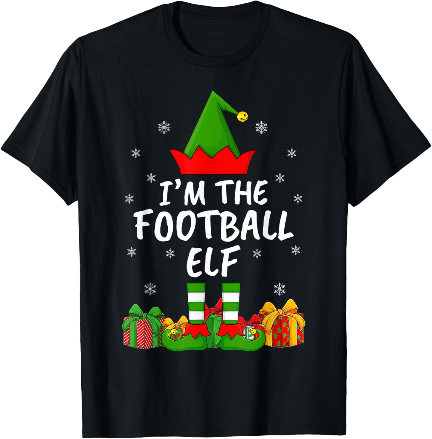 Xmas Family Matching Funny I'm The Football Elf Christmas T-Shirt - T-Shirt | Black