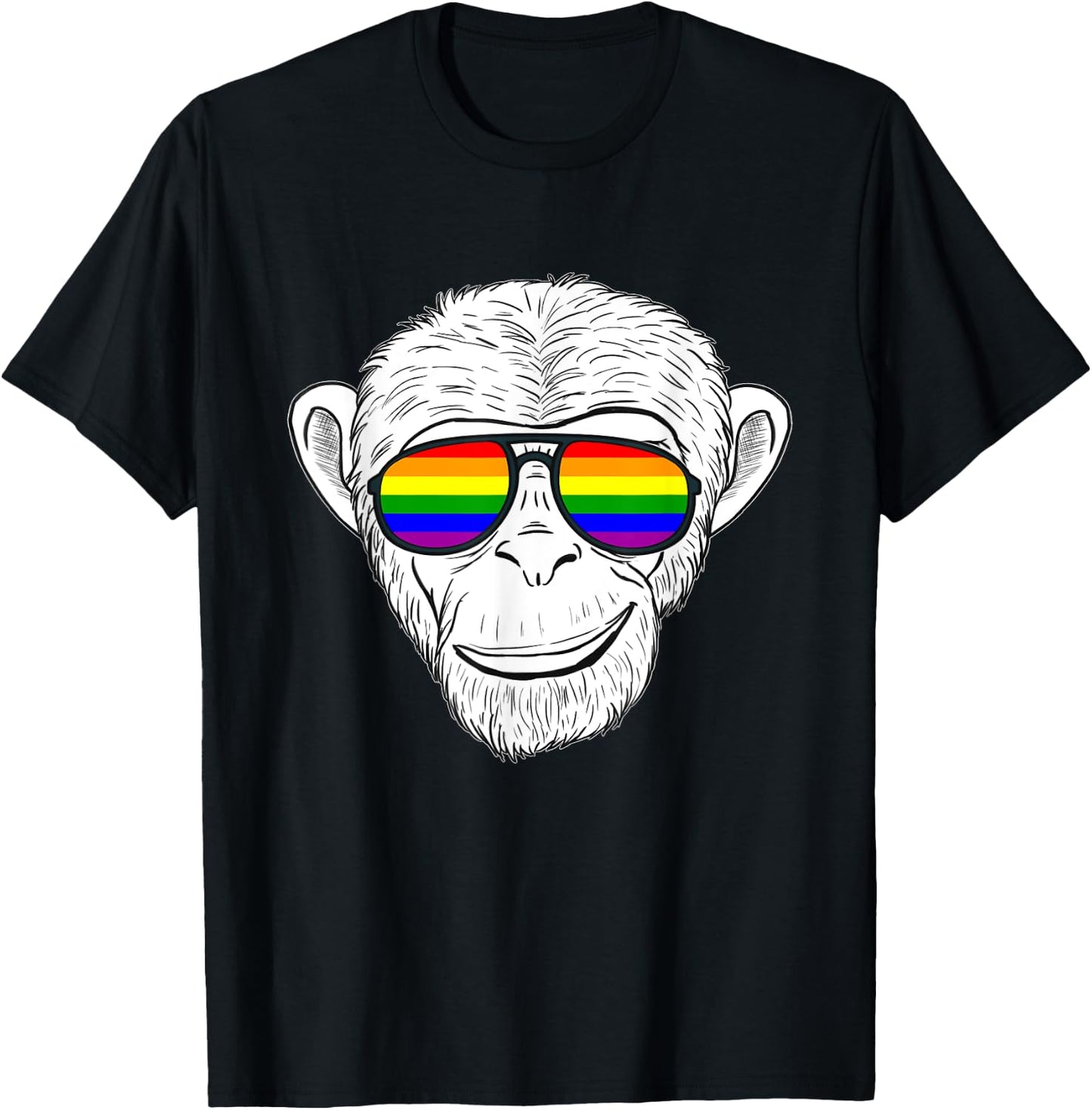 Monkey Chimp With Rainbow Sunglasses Rainbow Monkey T-Shirt - T-Shirt | Black