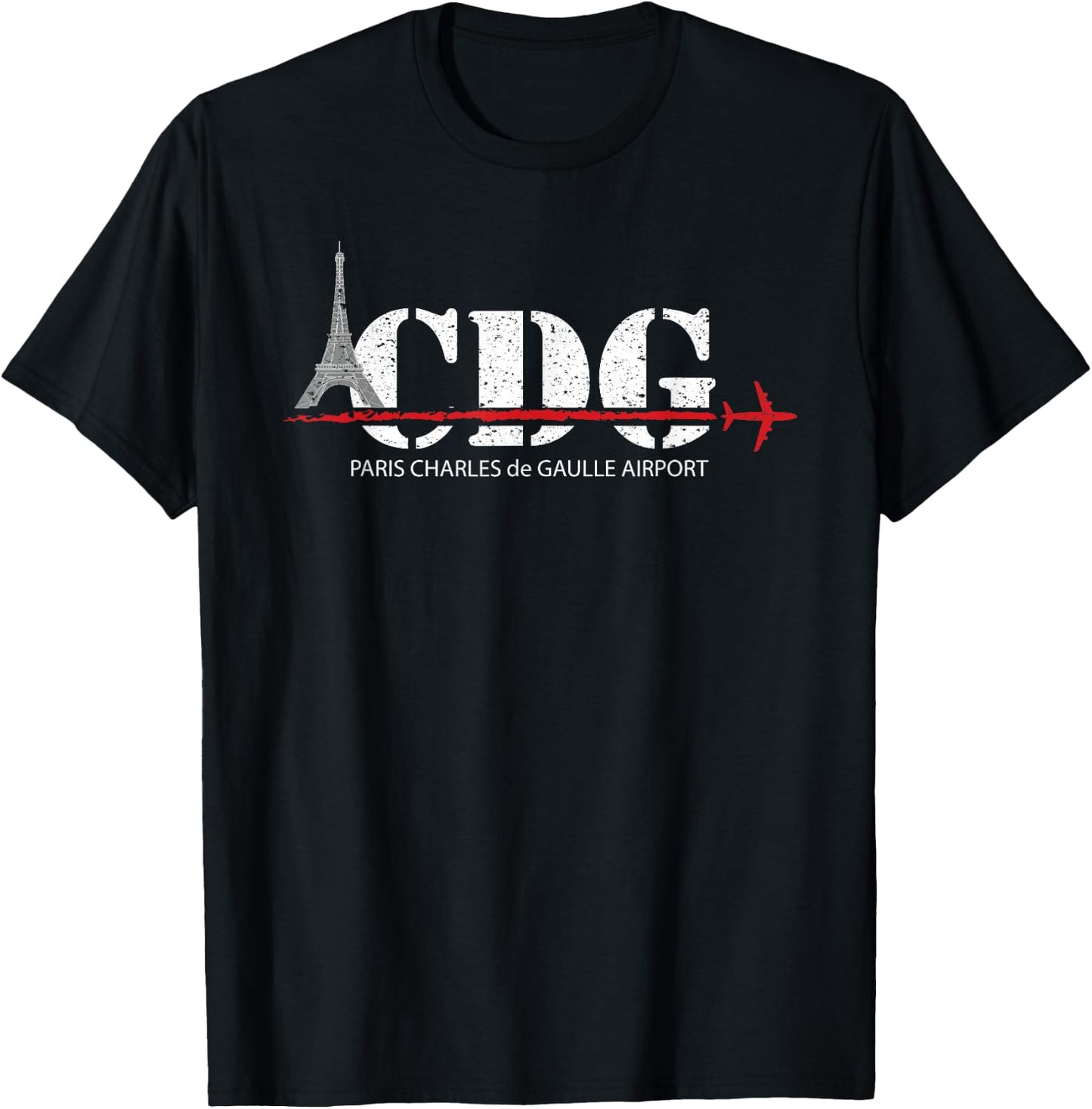 Vintage Paris France CDG Eiffel Tower Airport Code T-Shirt - T-Shirt | Black