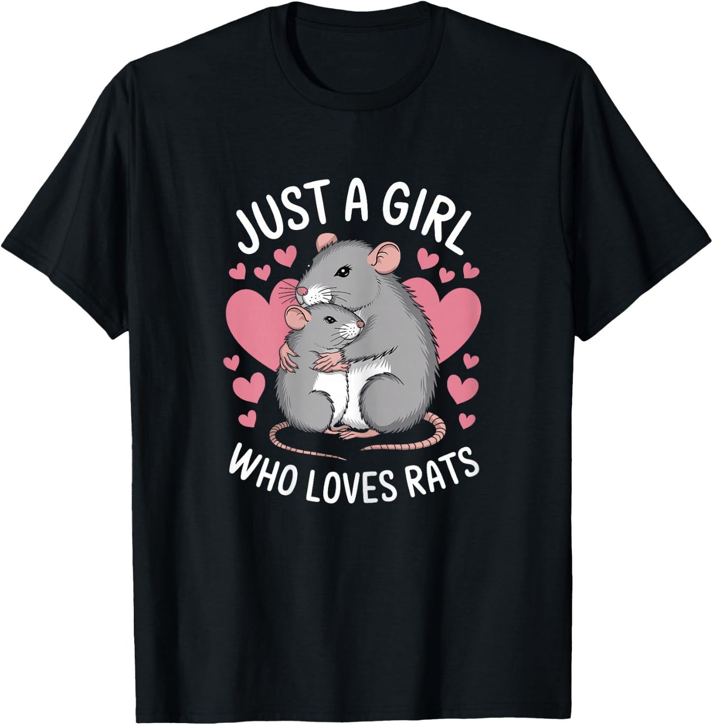Just A Girl Who Loves Rats Kids Girls Women Rat Lover T-Shirt - T-Shirt | Black