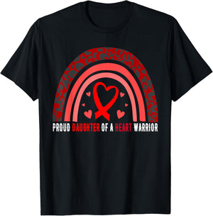 Proud Daughter Of A Heart Warrior CHD Awareness T-Shirt - T-Shirt | Black