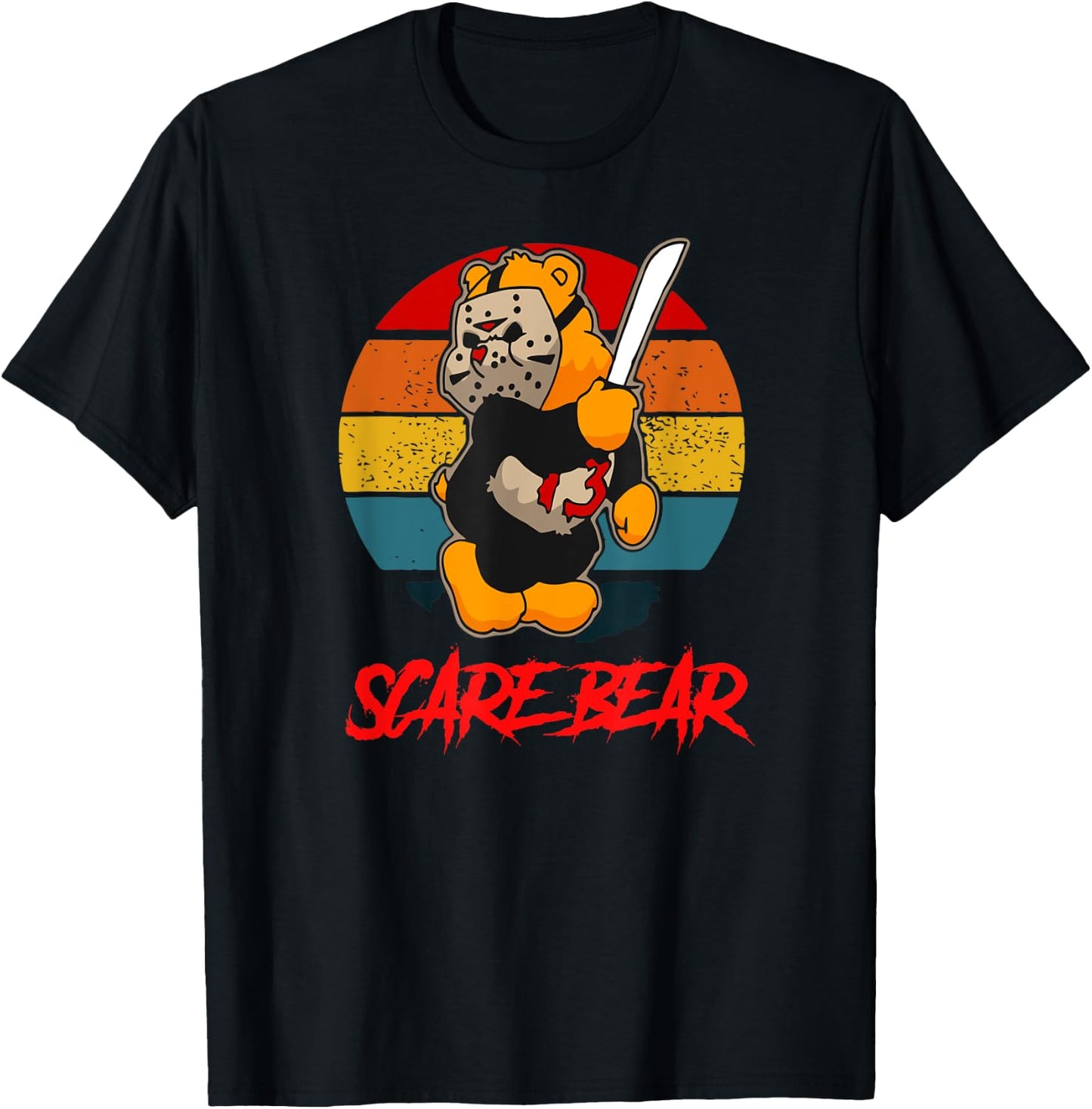 Scare Bear Horror Bear With Knife Spooky Halloween T-Shirt - T-Shirt | Black