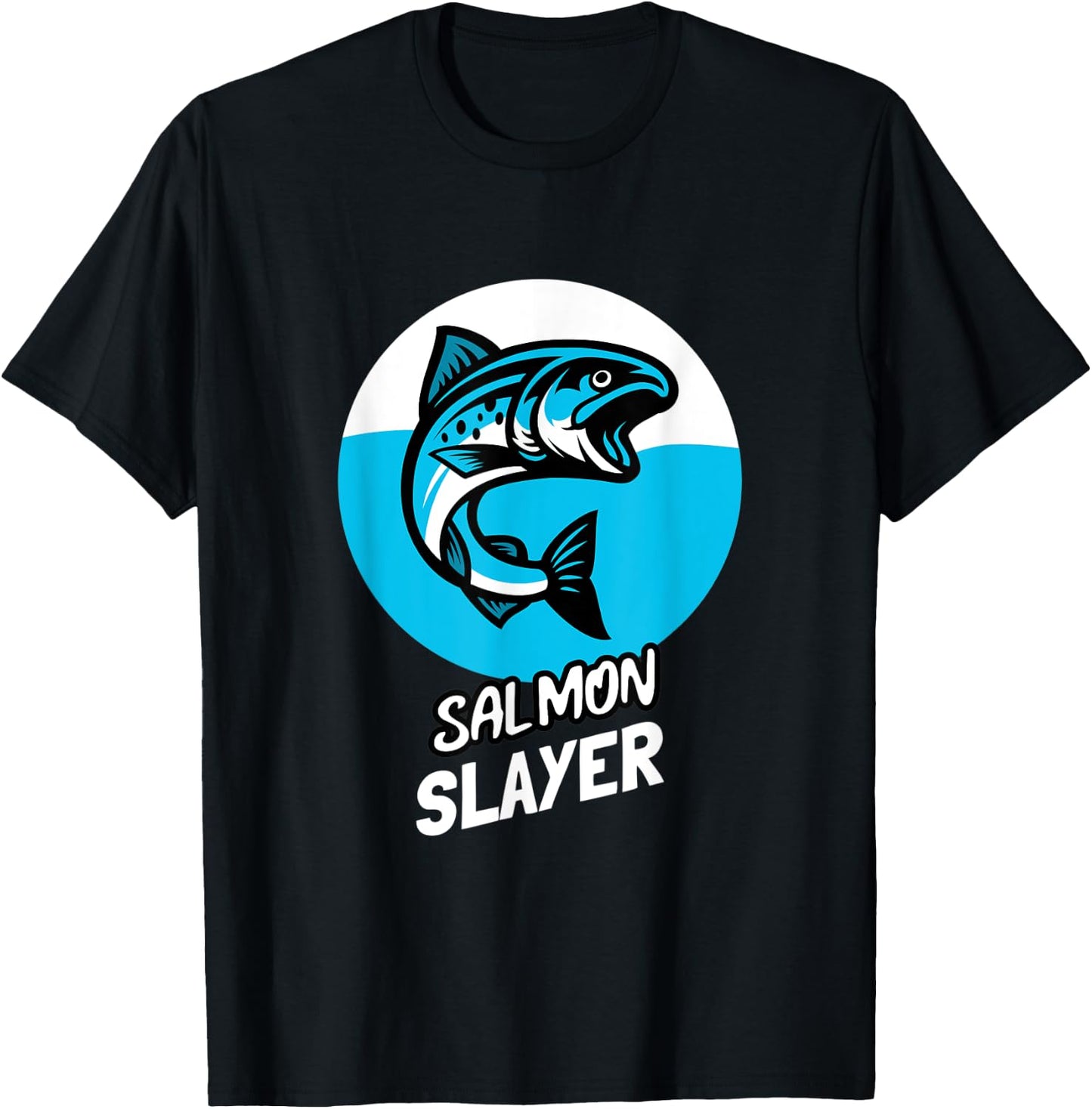 Salmon Slayer Funny Fishing T-Shirt - T-Shirt | Black