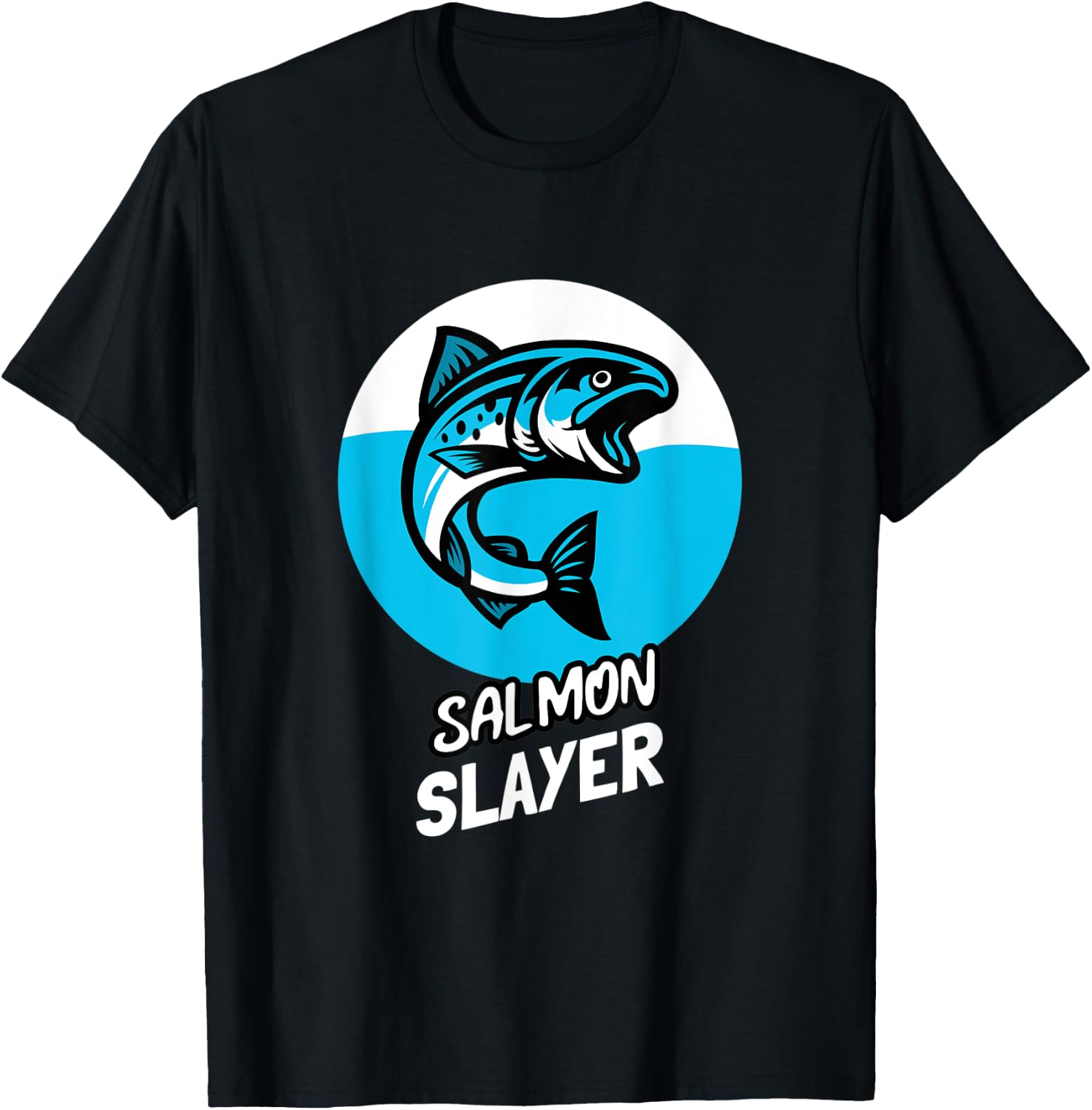 Salmon Slayer Funny Fishing T-Shirt - T-Shirt | Black