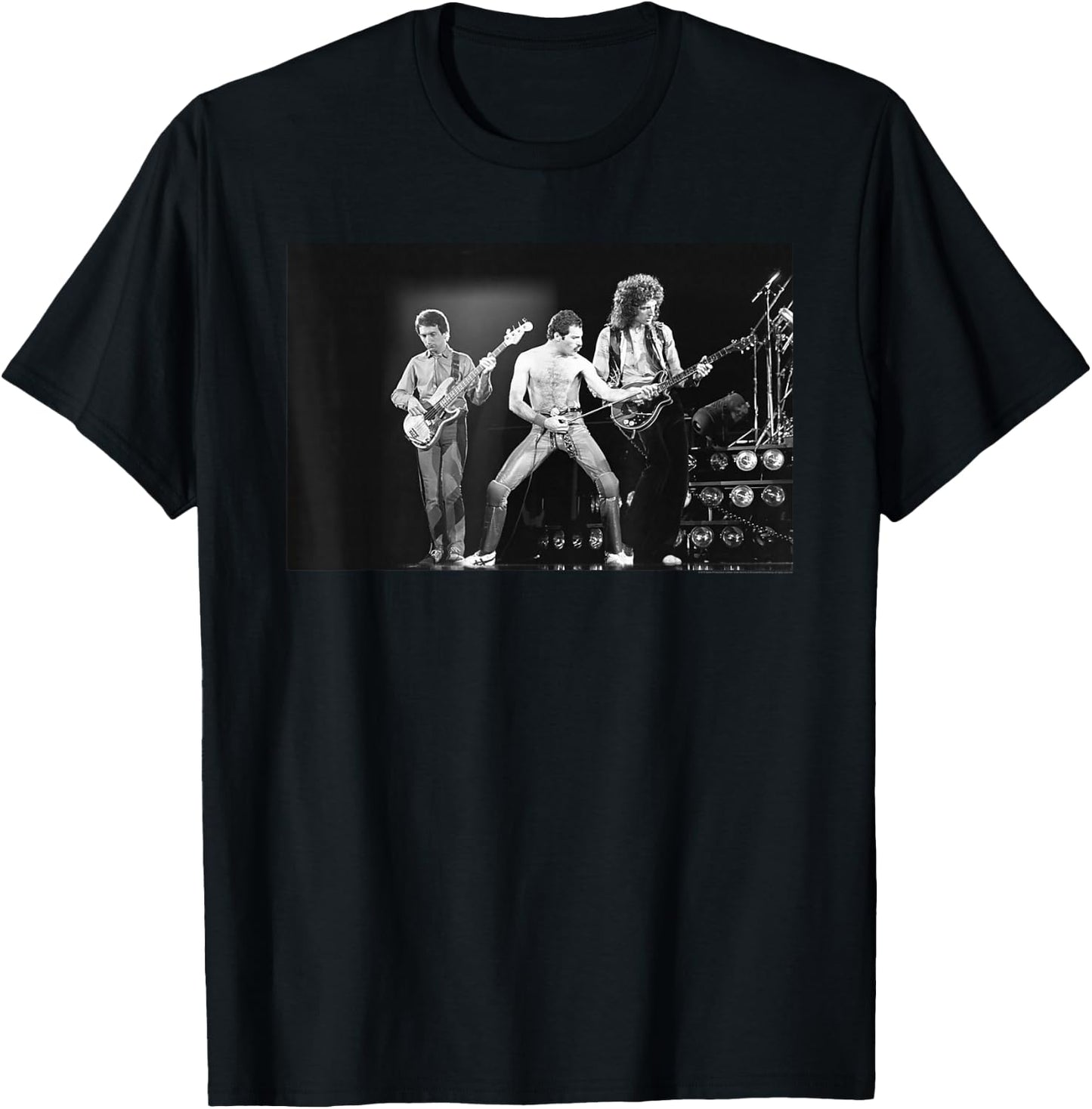 Queen Official Freddie Mercury Live B&W Photo T-Shirt - T-Shirt | Black