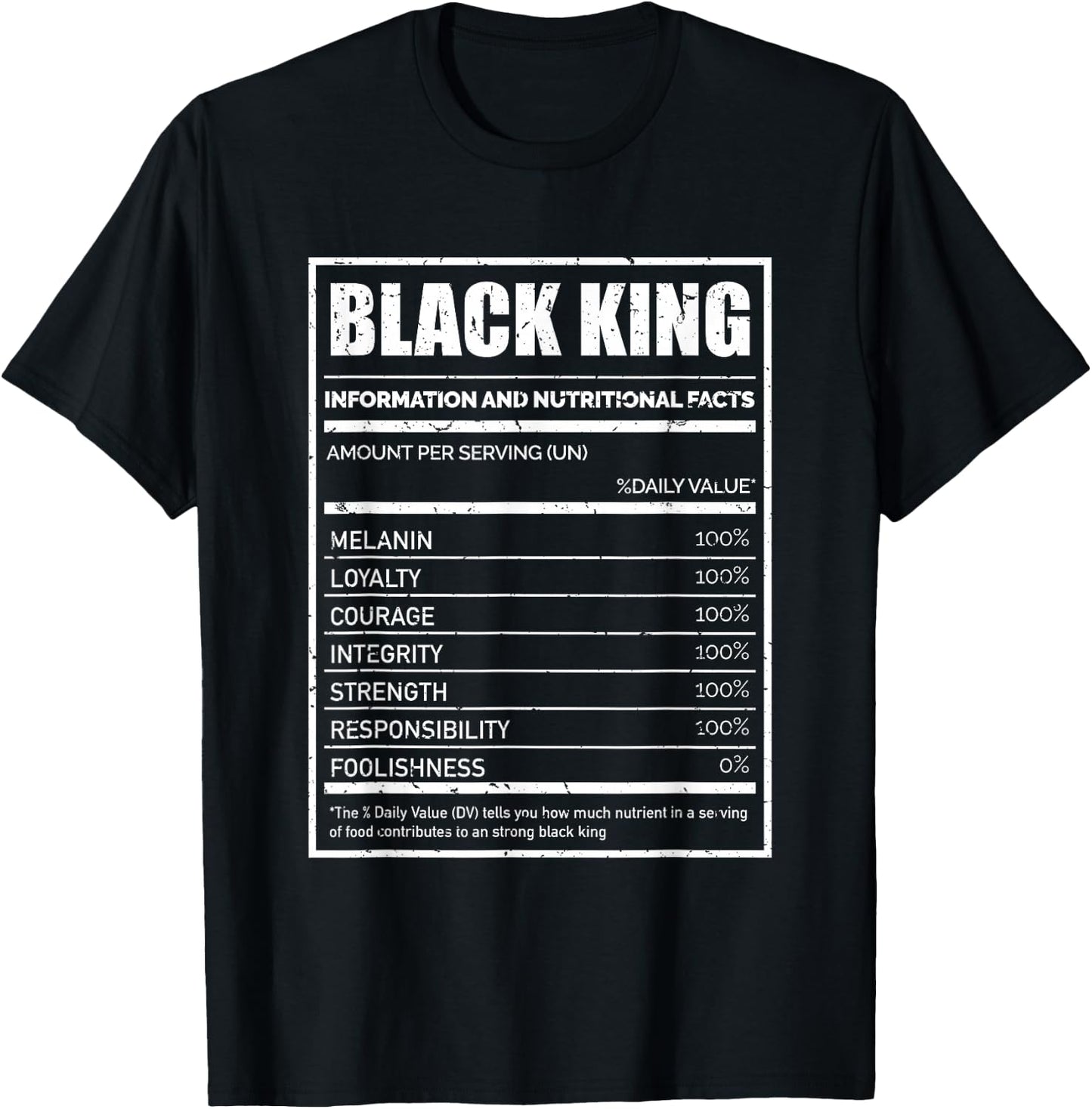 Black King Shirt - Black King Nutritional Facts T-Shirt - T-Shirt | Black