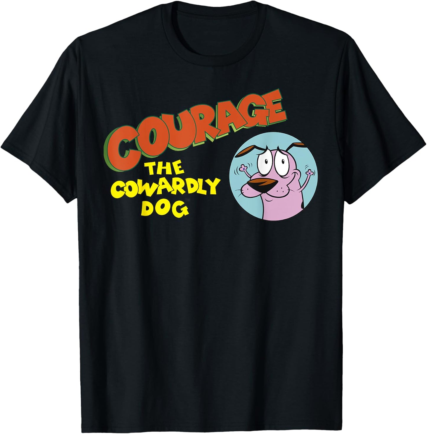 Courage the Cowardly Dog Retro Vintage Portrait & Logo Men Women Girls Kids T-Shirt - T-Shirt | Black