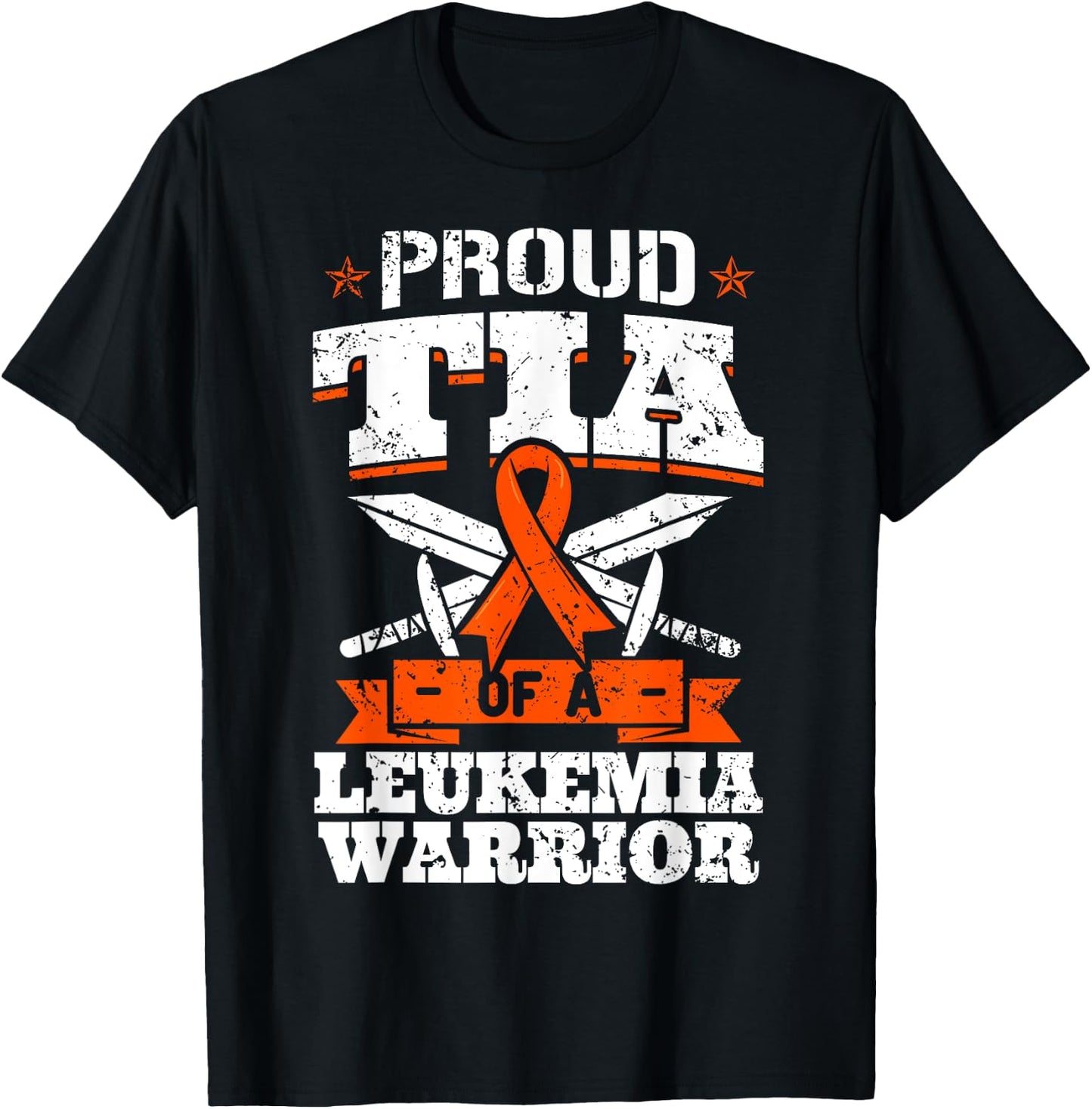 Proud Tia Of A Leukemia Warrior Aunt Awareness Blood Cancer T-Shirt - T-Shirt | Black