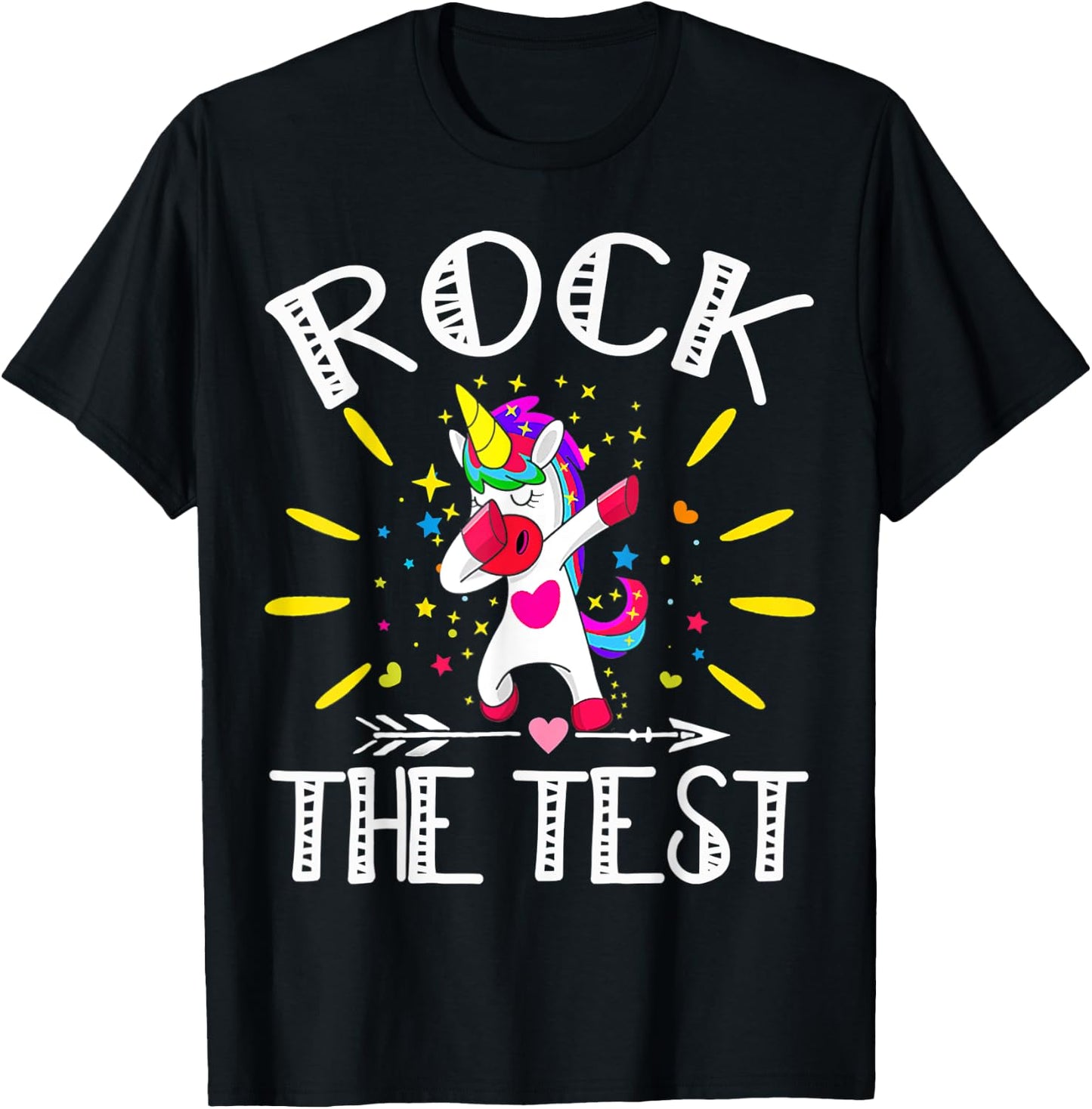 Test Day Rock The Test Teacher Testing Day Unicorn Teacher T-Shirt - T-Shirt | Black