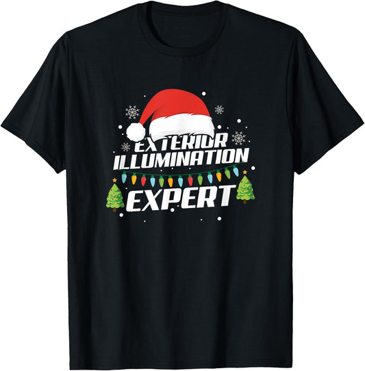Exterior Illumination Expert Christmas Xmas Tree Snowflakes T-Shirt - T-Shirt | Black