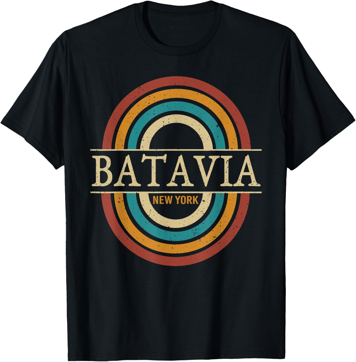 Vintage Retro Batavia NY New York Souvenir Men Women T-Shirt - T-Shirt | Black