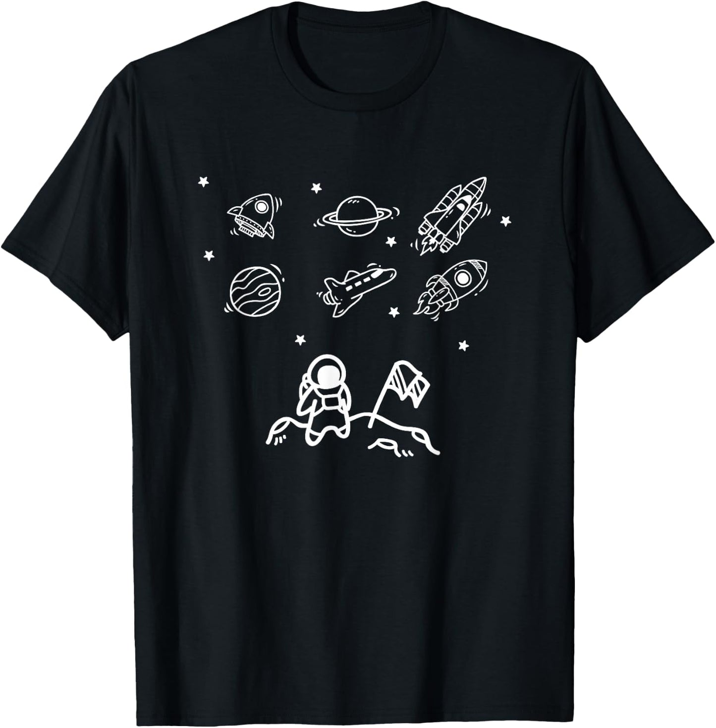 Rocketship Space Explorer Astronaut Moon Landing Aviation T-Shirt - T-Shirt | Black