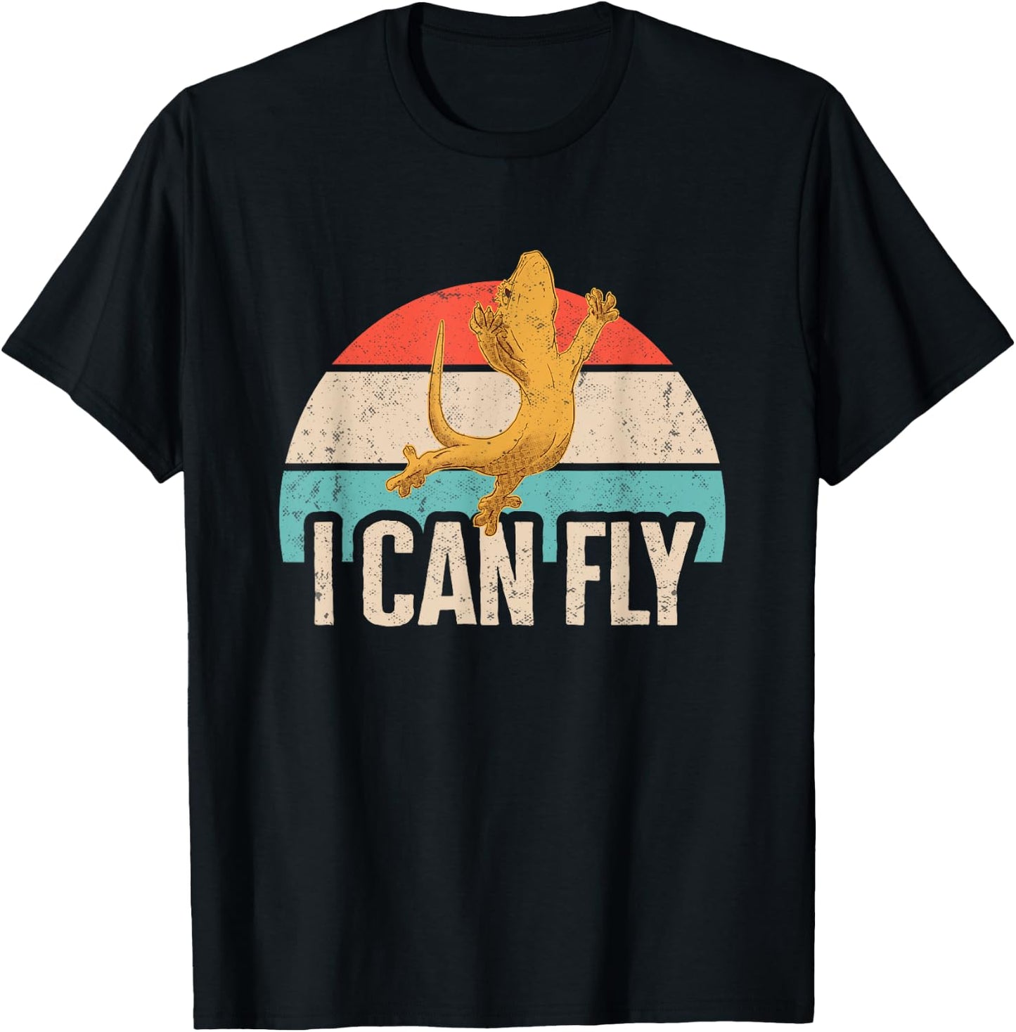 Reptile Lizard Gifts & Crested Gecko Shirts I Can Fly Retro Crested Gecko Black -Adults Small Classic Fit Short Sleeve Cotton 60% Polyester 40% T-Shirt - T-Shirt | Black