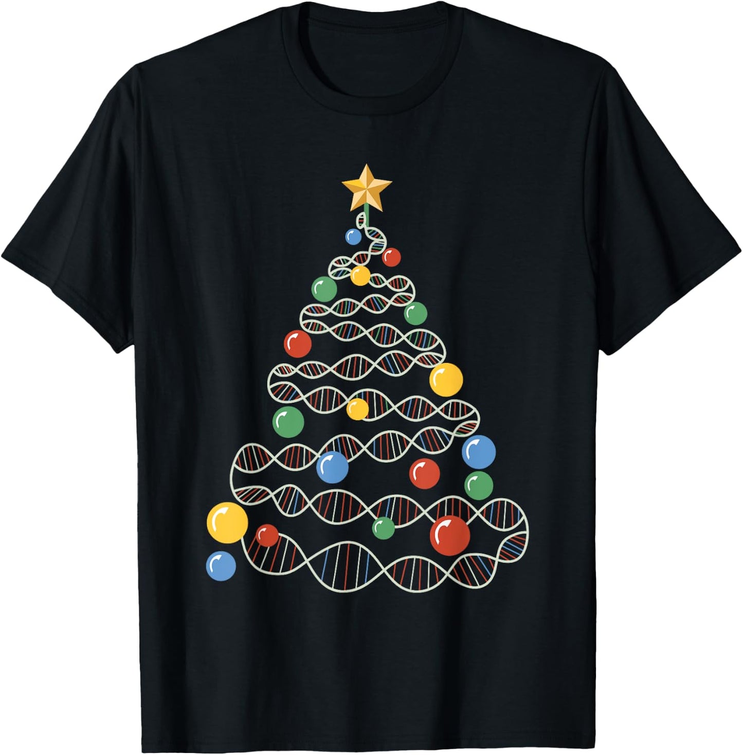 DNA Christmas Tree Funny Science Puns Christmas Teacher T-Shirt - T-Shirt | Black