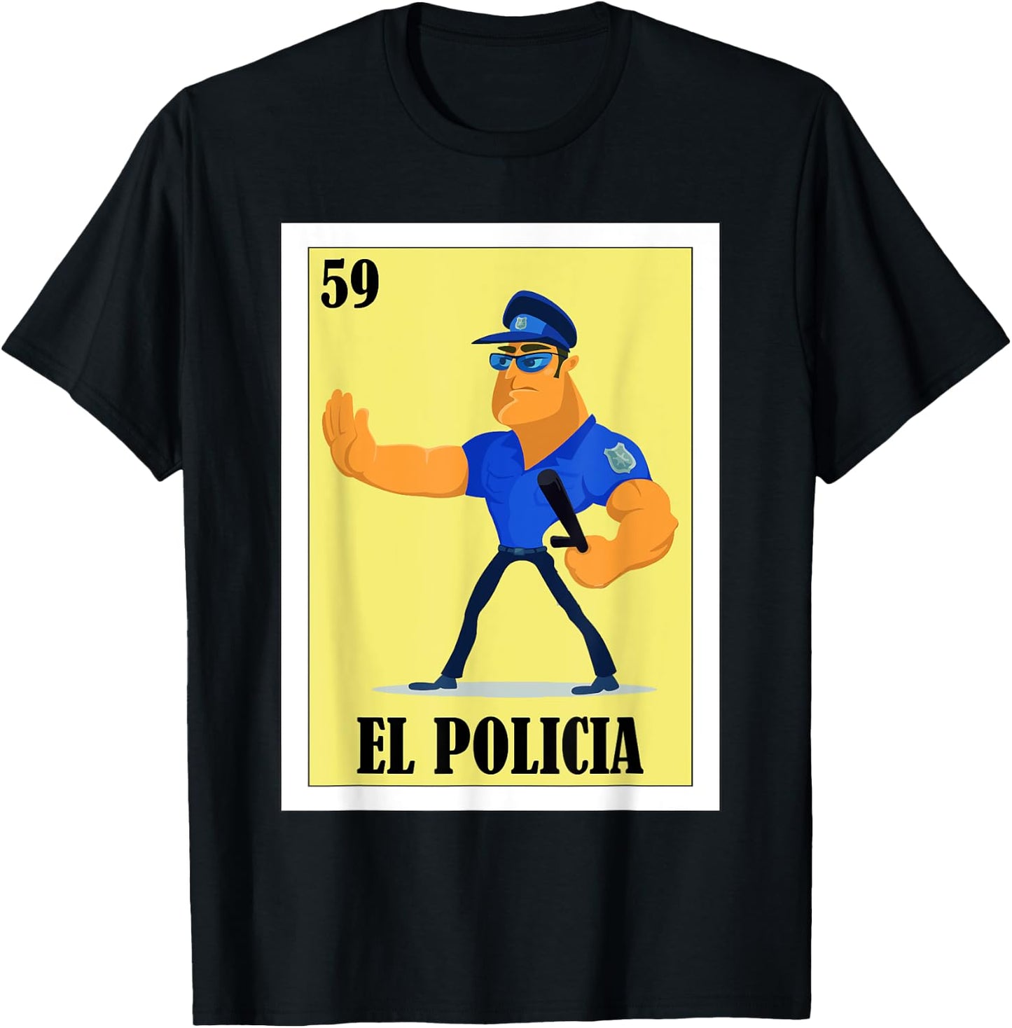Funny Mexican Design for Policemen - El Policia T-Shirt - T-Shirt | Black
