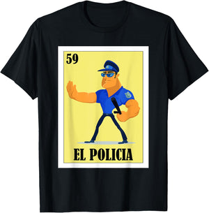 Funny Mexican Design for Policemen - El Policia T-Shirt - T-Shirt | Black