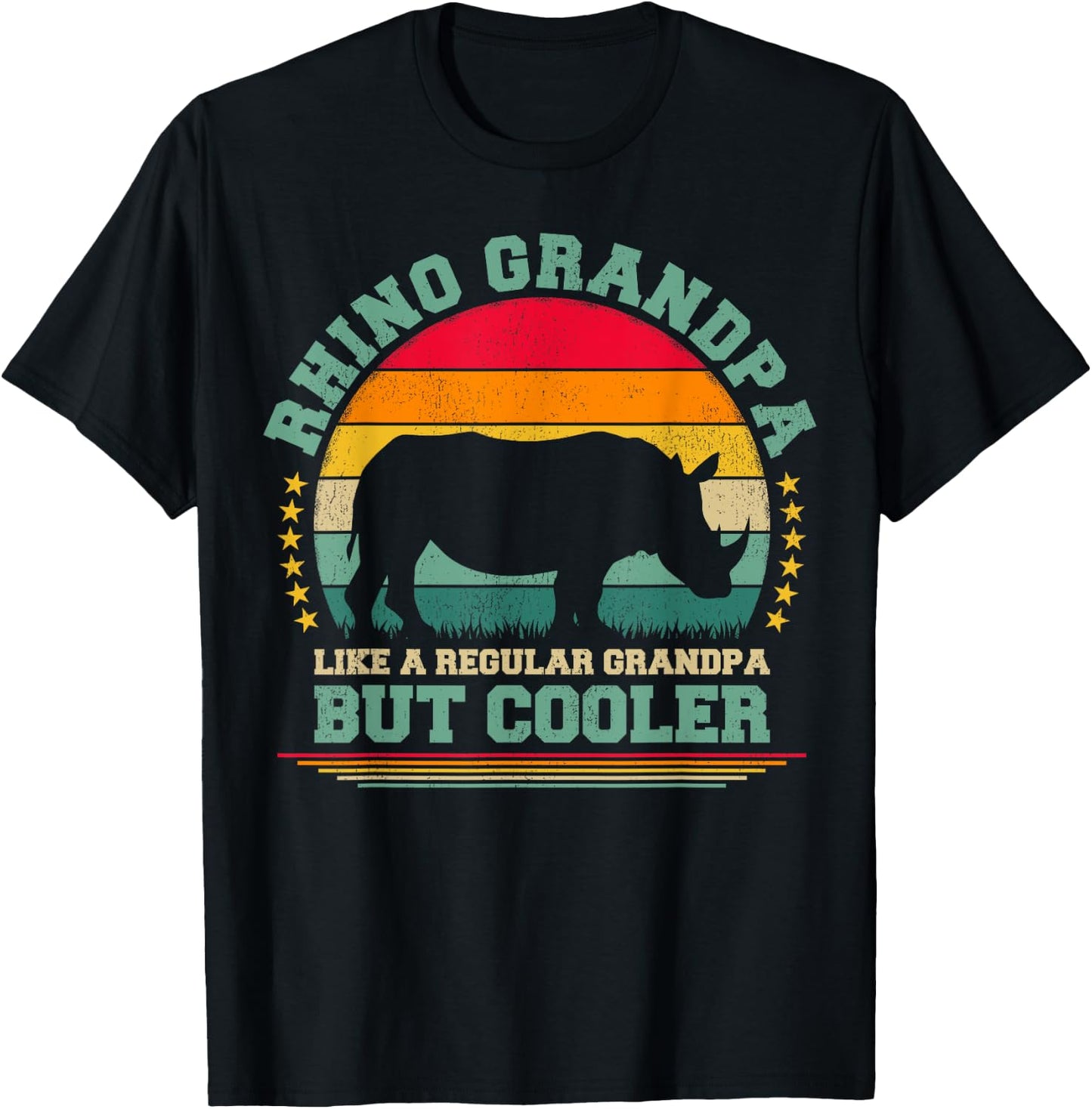 Rhino Lover Funny Vintage Rhino Grandpa Father's Day T-Shirt - T-Shirt | Black