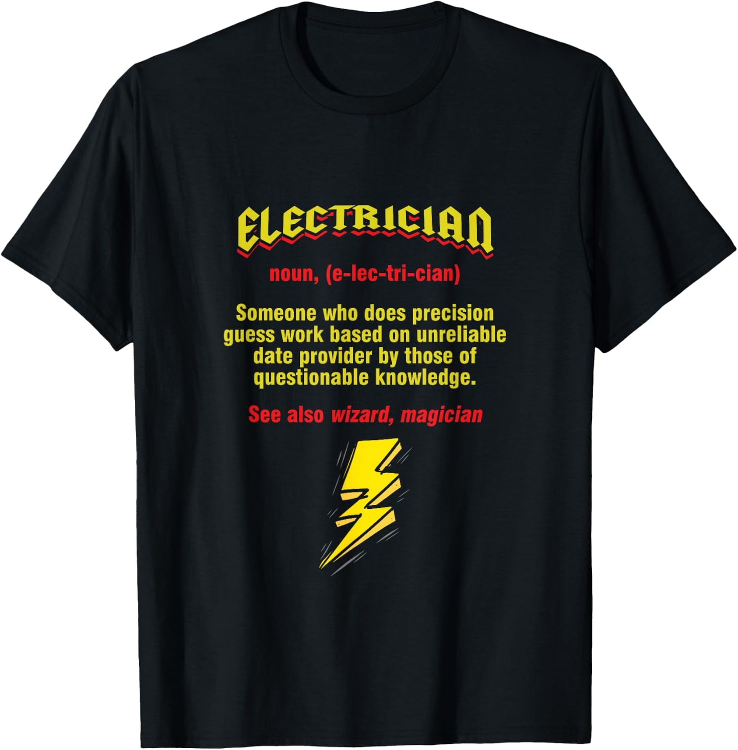 Funny Electrician Noun Definition Lineman T-Shirt - T-Shirt | Black