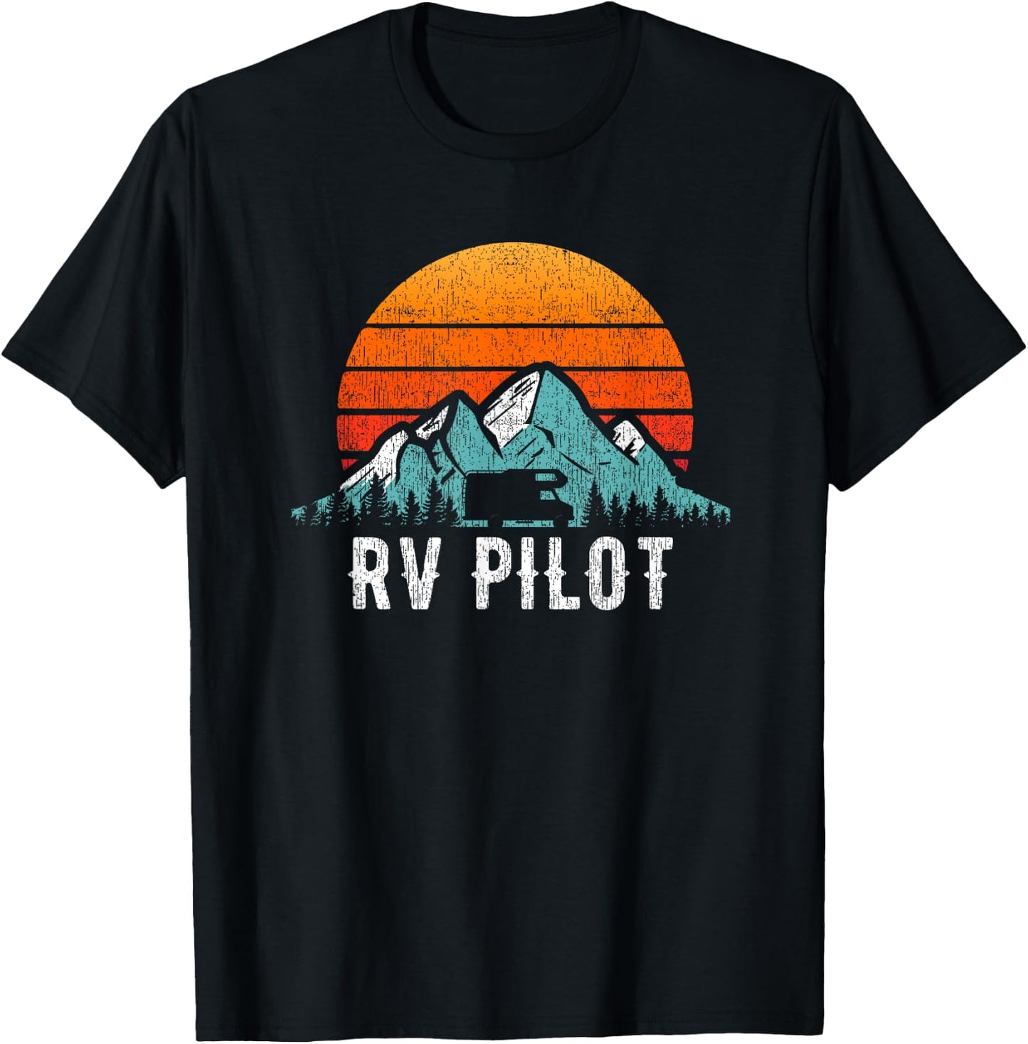 RV Pilot Motorhome Travel Stuff RV Vacation Retro RV Pilot T-Shirt - T-Shirt | Black