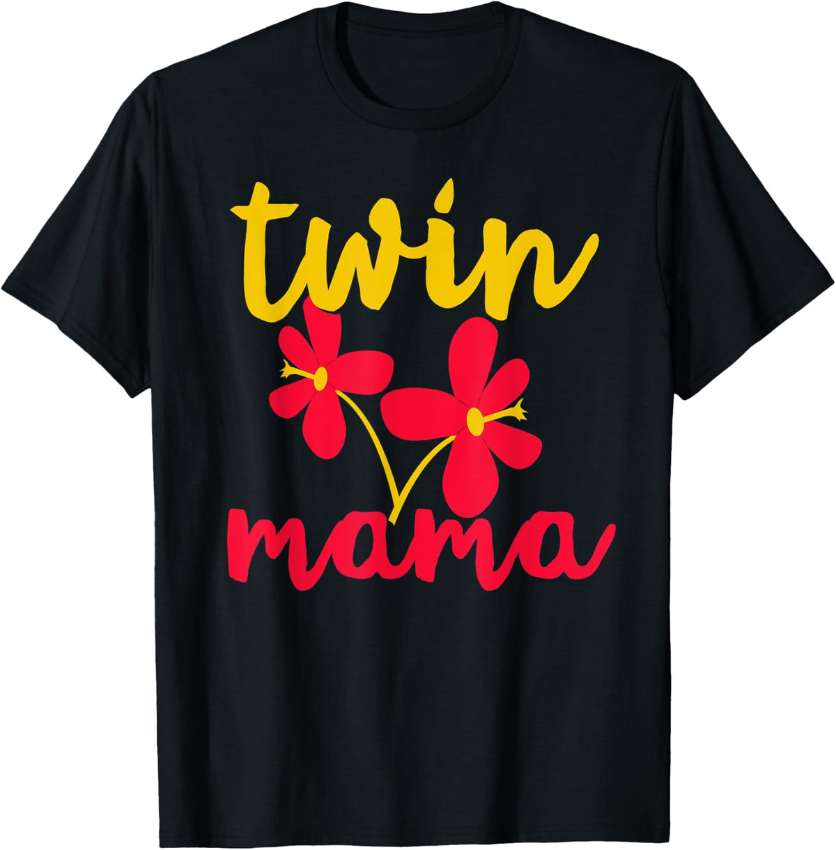 Twins Mom Shirt Cute Mom of Twins Mother's Day Twin Mama T-Shirt - T-Shirt | Black