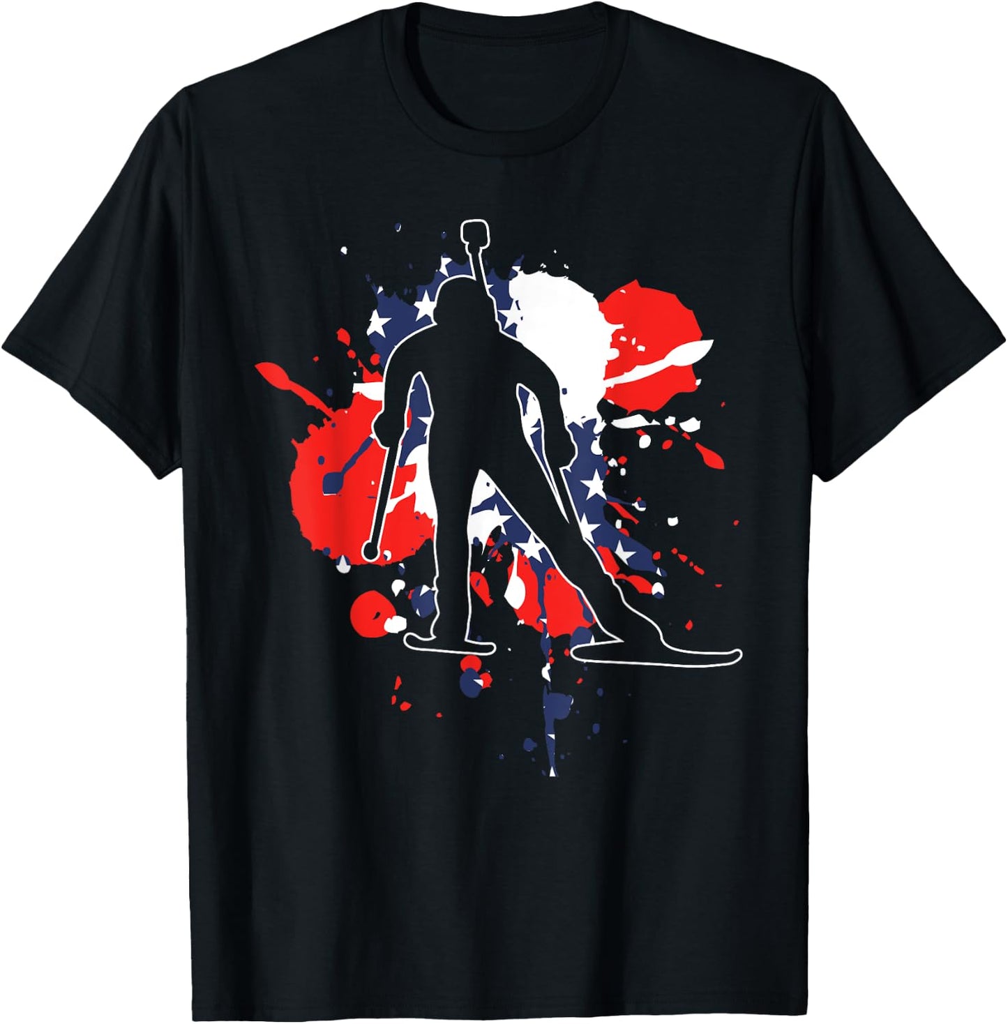 USA Flag Biathlonist - American Biathlon T-Shirt - T-Shirt | Black