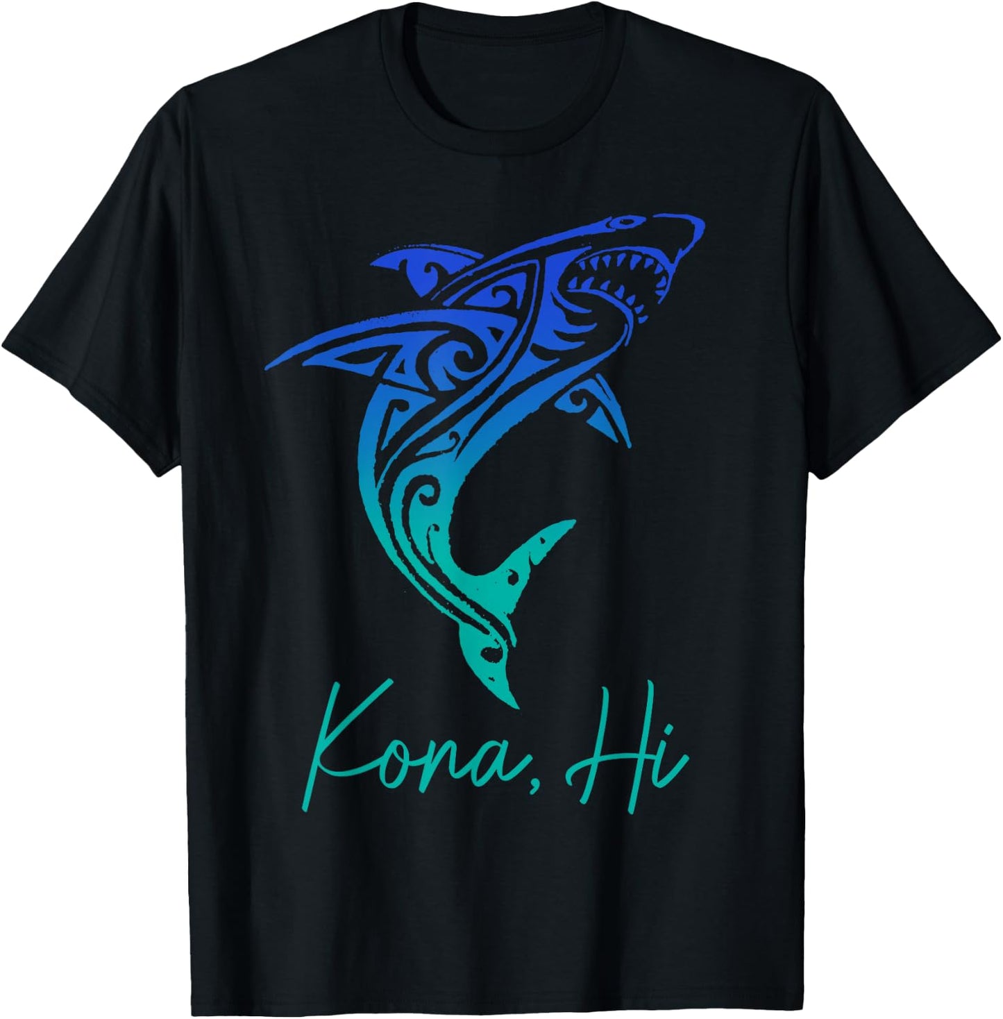 Kona Hawaii Shark Diving Fishing Surfing Surfer Hawaiian T-Shirt - T-Shirt | Black