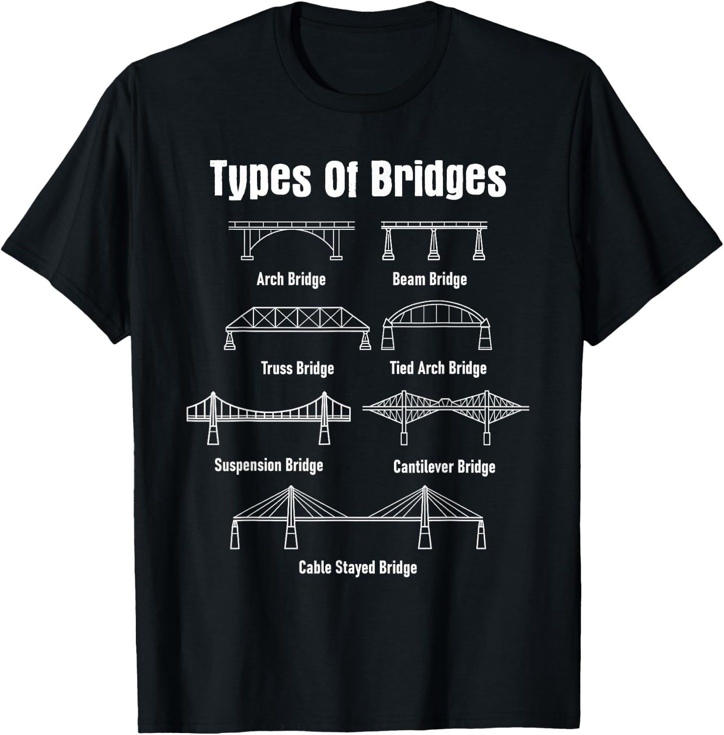 Types Of Bridges - Bridge Engineer Civil Engineering T-Shirt - T-Shirt | Black