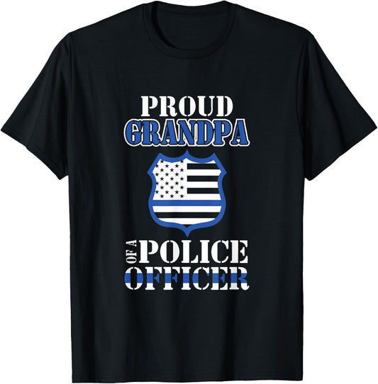 Proud Grandpa of a Police Officer Law Enforcement T-Shirt - T-Shirt | Black