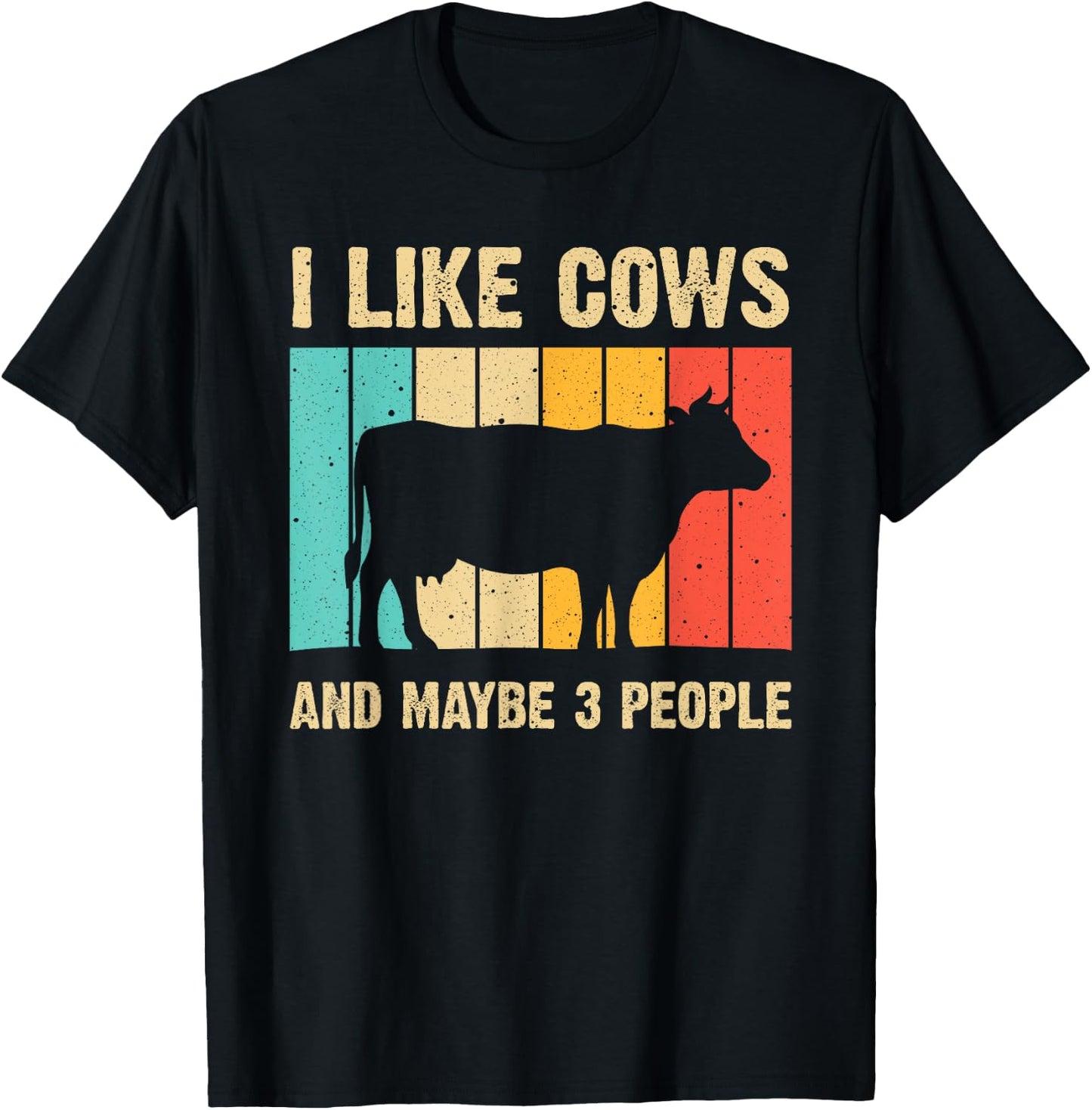Funny Vintage Cow Design Cow Farmer Men Women Cattle Lover T-Shirt - T-Shirt | Black