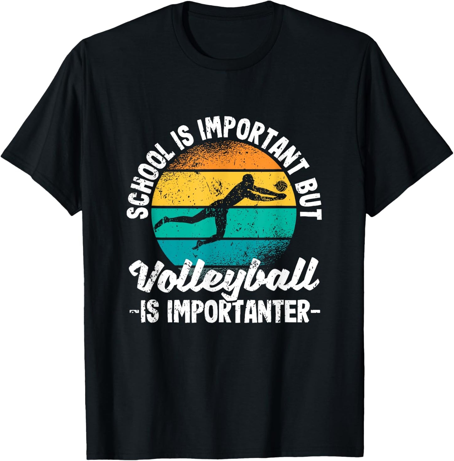 School Is Important But Volleyball Is Importanter Youth Kids T-Shirt - T-Shirt | Black
