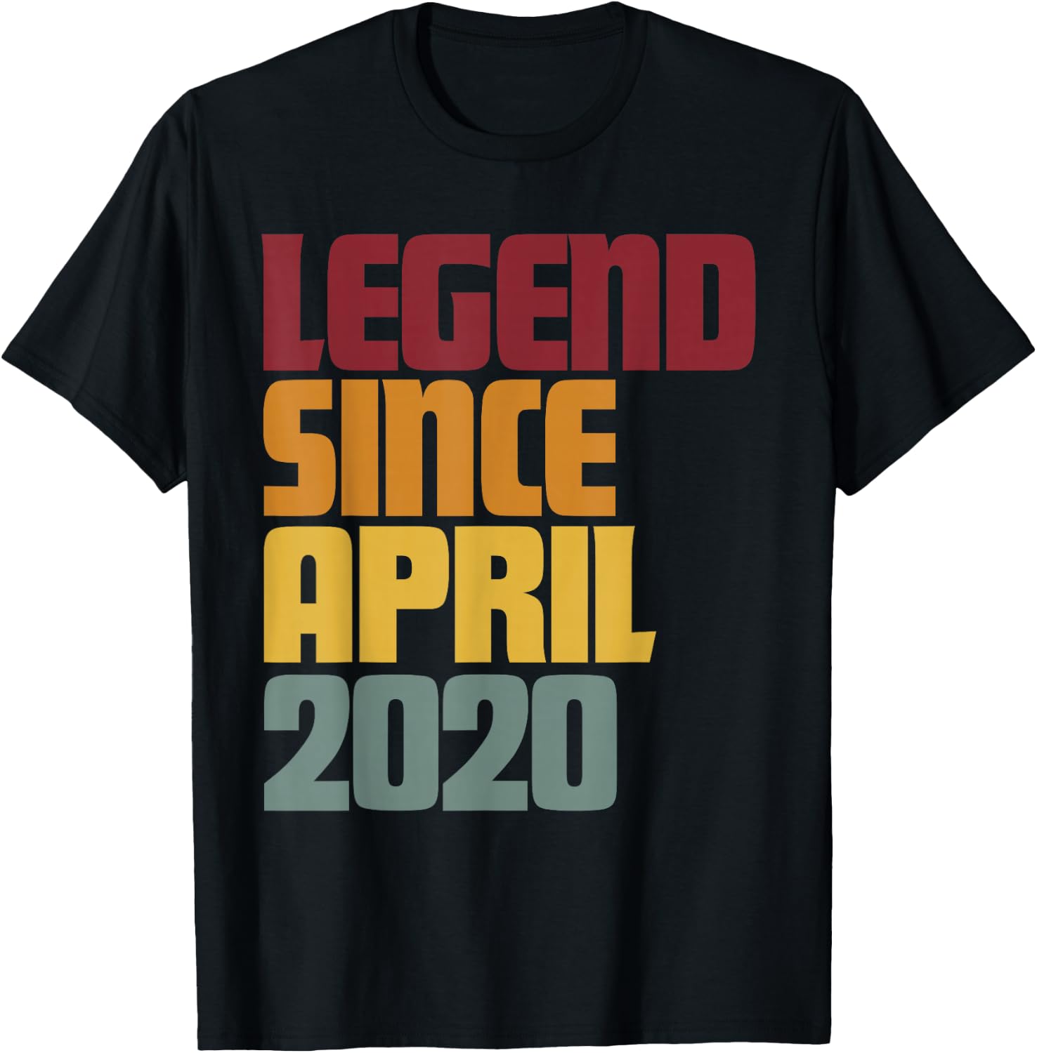 Legend Since April 2020 7th Birthday - Vintage Funny T-Shirt - T-Shirt | Black