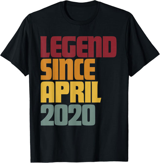 Legend Since April 2020 7th Birthday - Vintage Funny T-Shirt - T-Shirt | Black