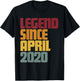 Legend Since April 2020 7th Birthday - Vintage Funny T-Shirt - T-Shirt | Black