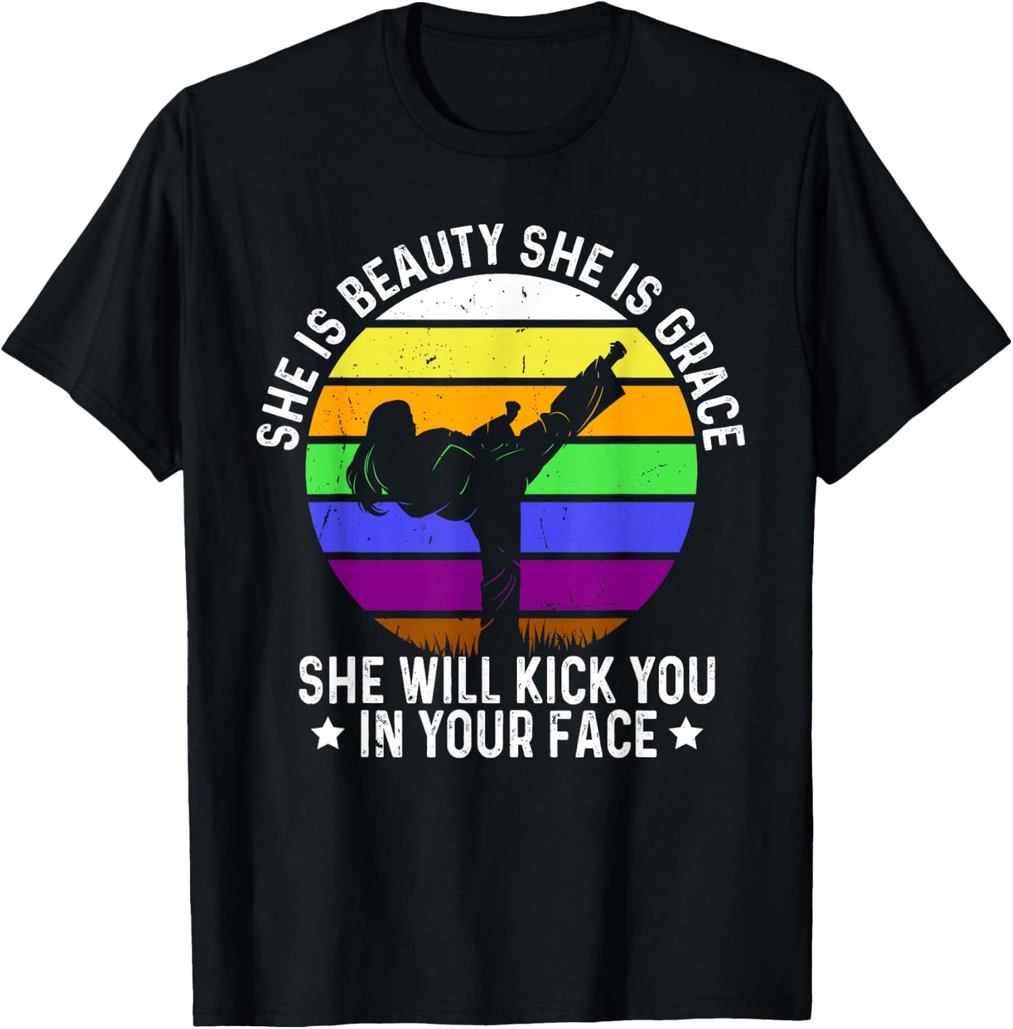 She is Beauty She is Grace She Will Kick You Karate Girl T-Shirt - T-Shirt | Black