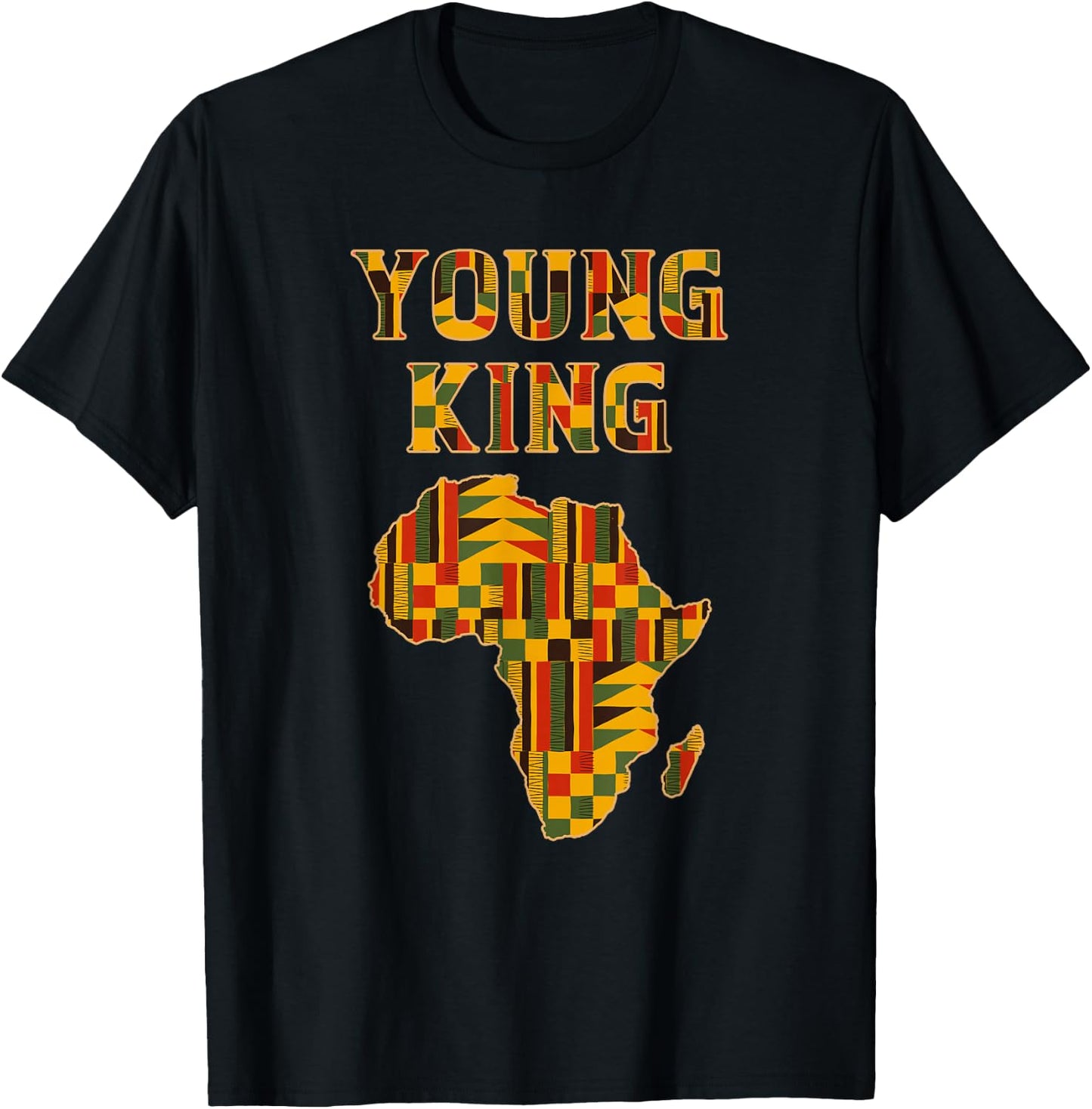 Cool African Kente Art Men Boys Kids African American Print T-Shirt - T-Shirt | Black