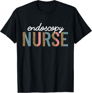Endoscopy Nurse Appreciation Endoscopy Nursing Leopard Print T-Shirt - T-Shirt | Black