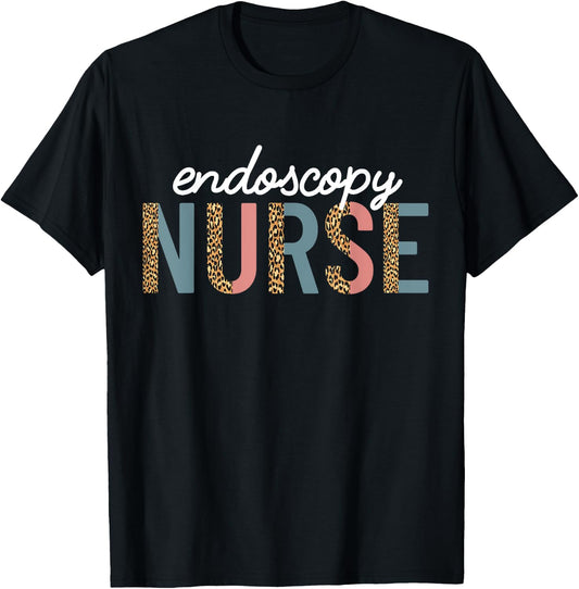 Endoscopy Nurse Appreciation Endoscopy Nursing Leopard Print T-Shirt - T-Shirt | Black