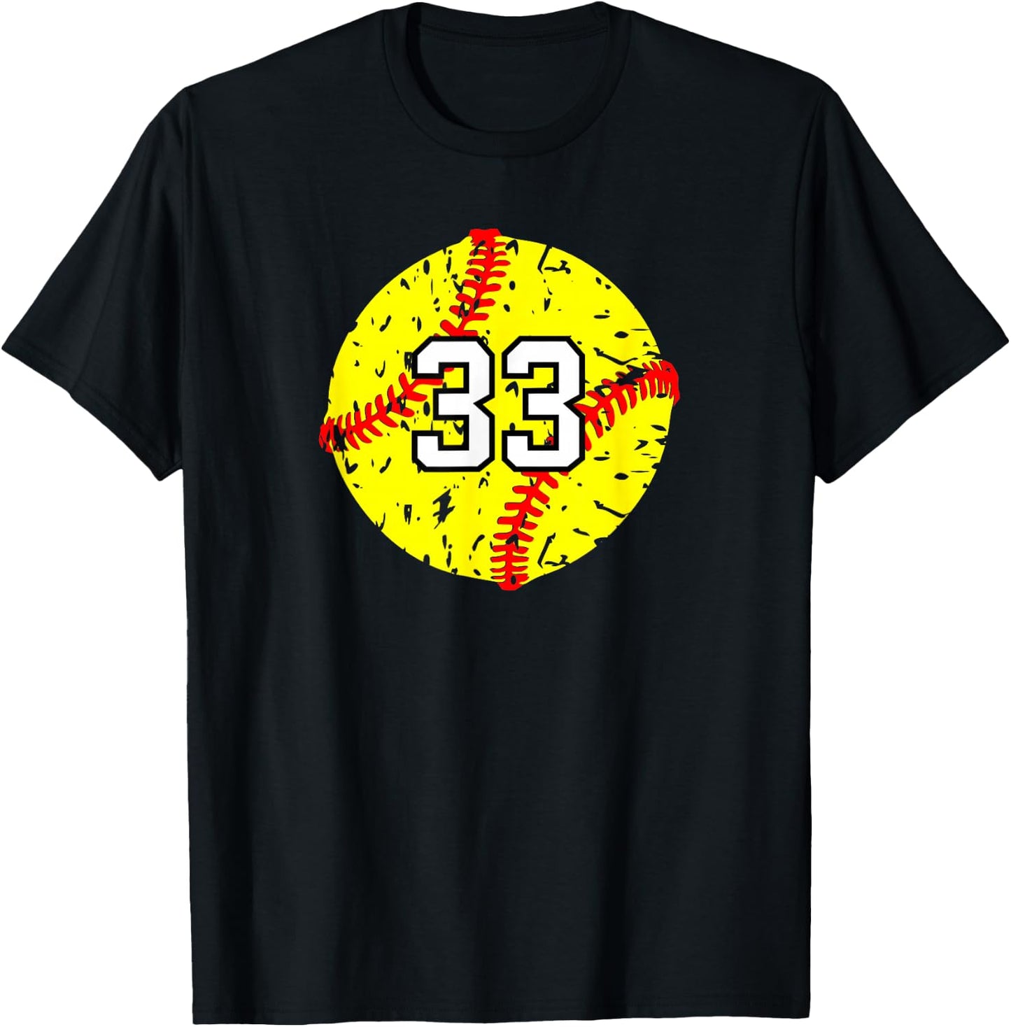Softball Number #33 T-Shirt - T-Shirt | Black