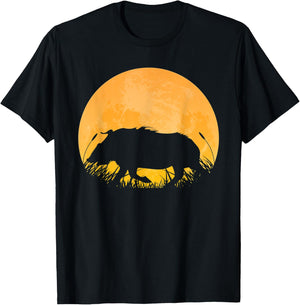 Boar Easy Halloween Outfit Pig Hog Tusk Moon Costume Gift T-Shirt - T-Shirt | Black