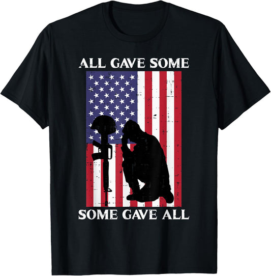 All Gave Some Some Gave All US Flag Soldier Memorial Day T-Shirt - T-Shirt | Black
