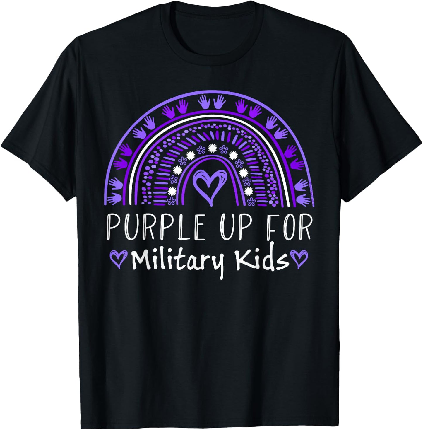 Purple Rainbow for Purple Up for Military Kids Month T-Shirt - T-Shirt | Black