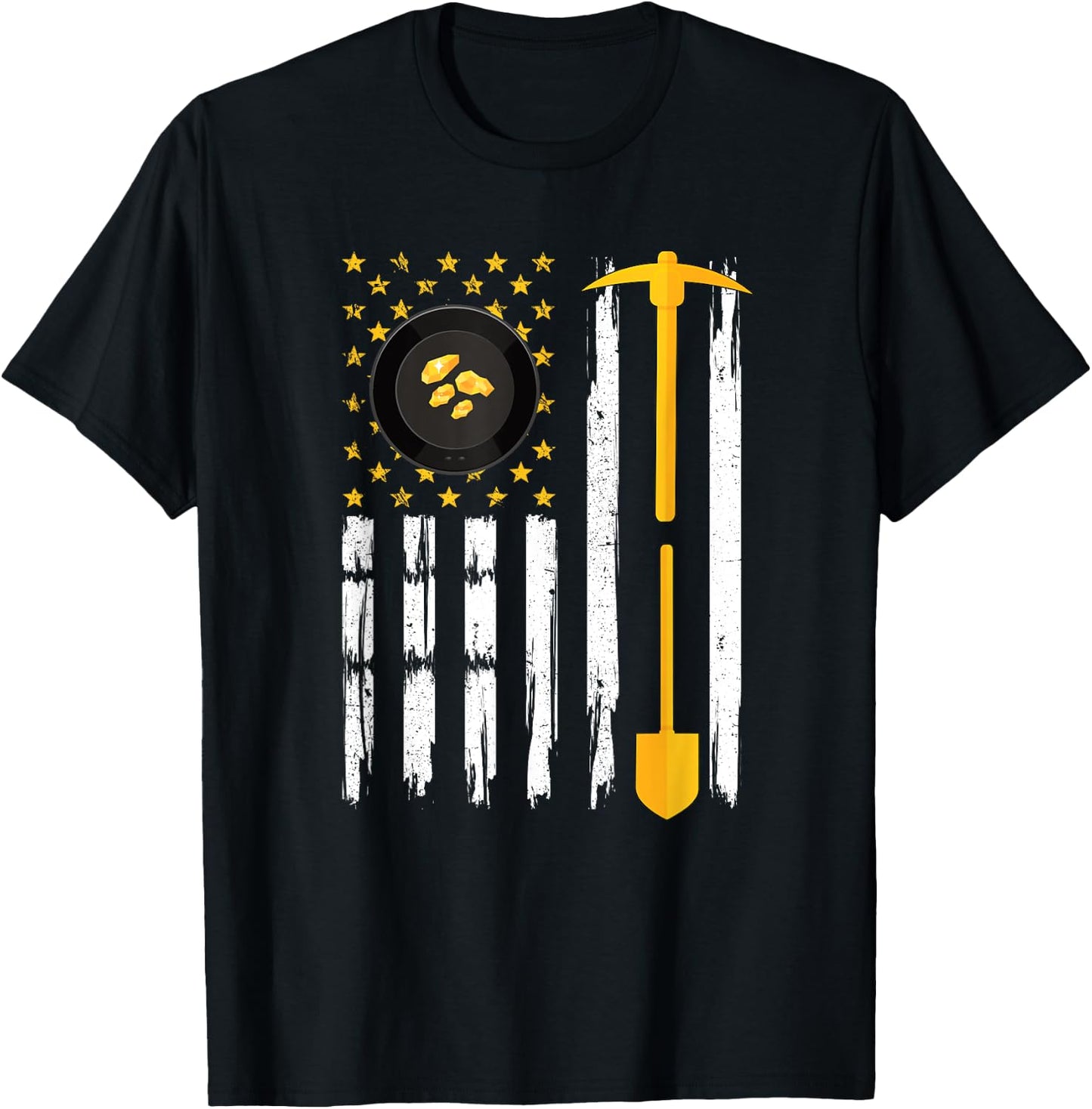Gold Panning American Flag Gold Panner Gold Prospecting T-Shirt - T-Shirt | Black