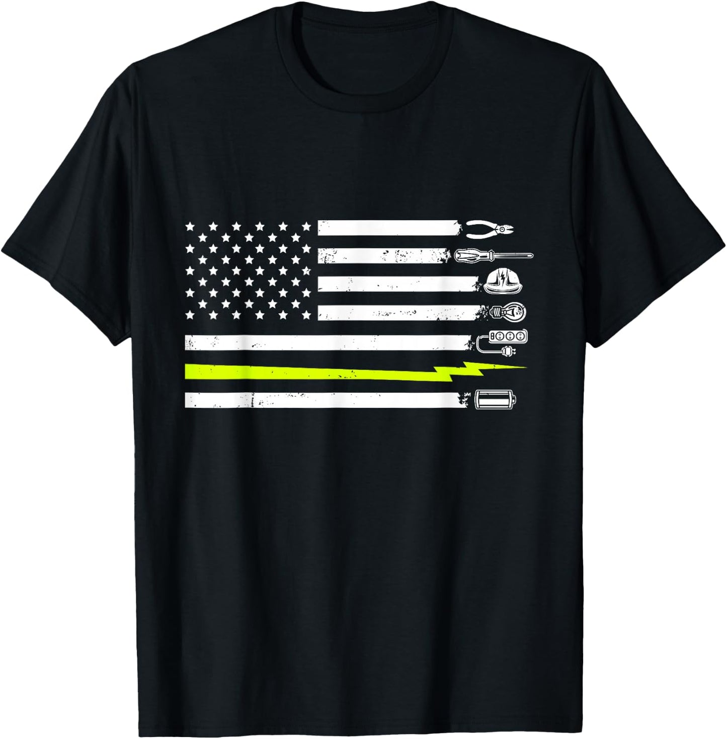 American Flag Electrician Tools for Electrician T-Shirt - T-Shirt | Black