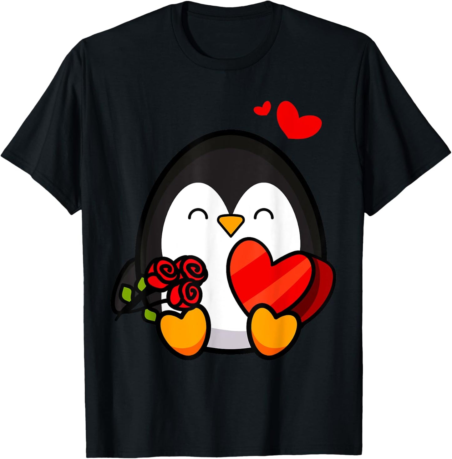 Valentine Penguin Shirt | Cool Cupid Seabird Gift T-Shirt - T-Shirt | Black