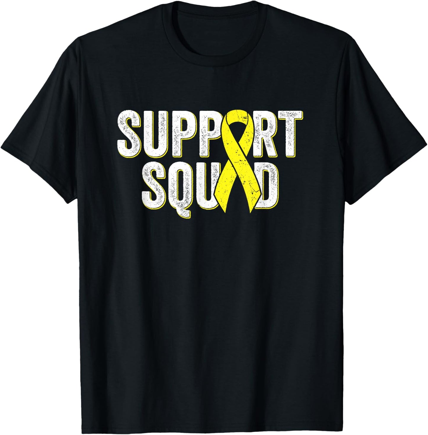 Ewing's Sarcoma Support Squad - Yellow Awareness Ribbon T-Shirt - T-Shirt | Black