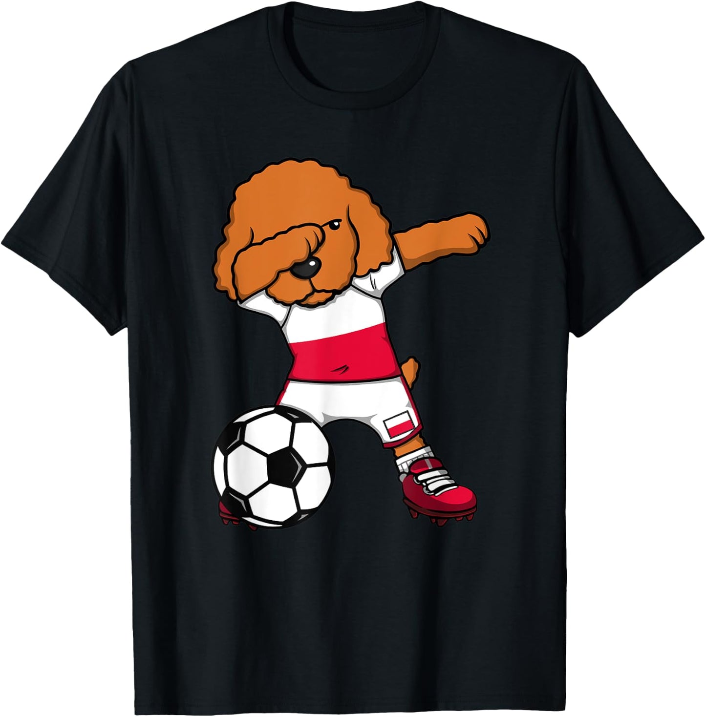 Dabbing Poodle Dog Poland Soccer Fans Jersey Football Lovers T-Shirt - T-Shirt | Black